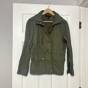 Forever 21 Jacket Womens L Olive Green Y2K Lightweight Military Style Utility